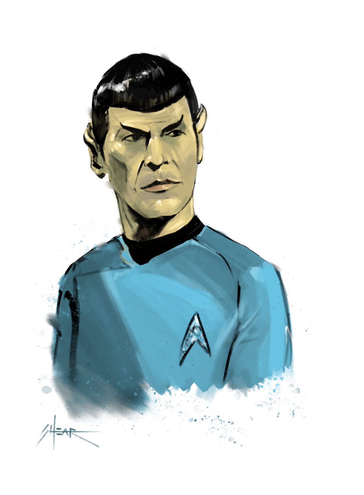 spock, star trek, leornard nimoy, painting, portrait,