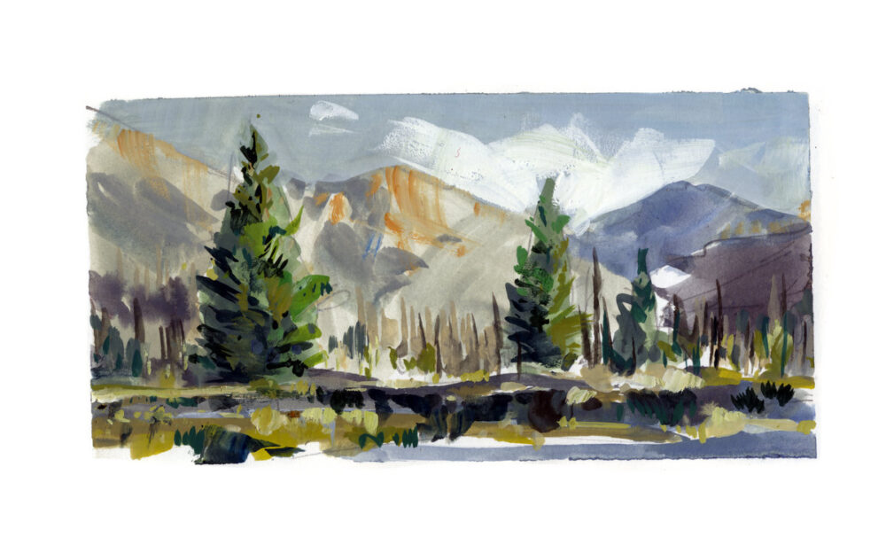 Jared Shear, Montana, art, painting, oil on linen, pretty prairie, wilderness, bob marshall, landscape, gouache, watercolor
