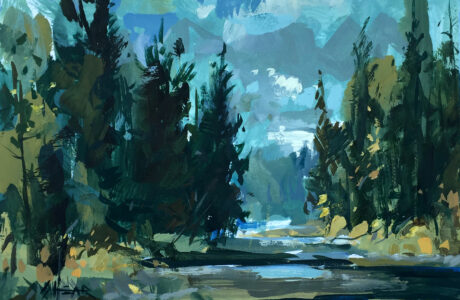 Jared Shear, art, plein air, painting, landscape, river, stream, gouache, fall,